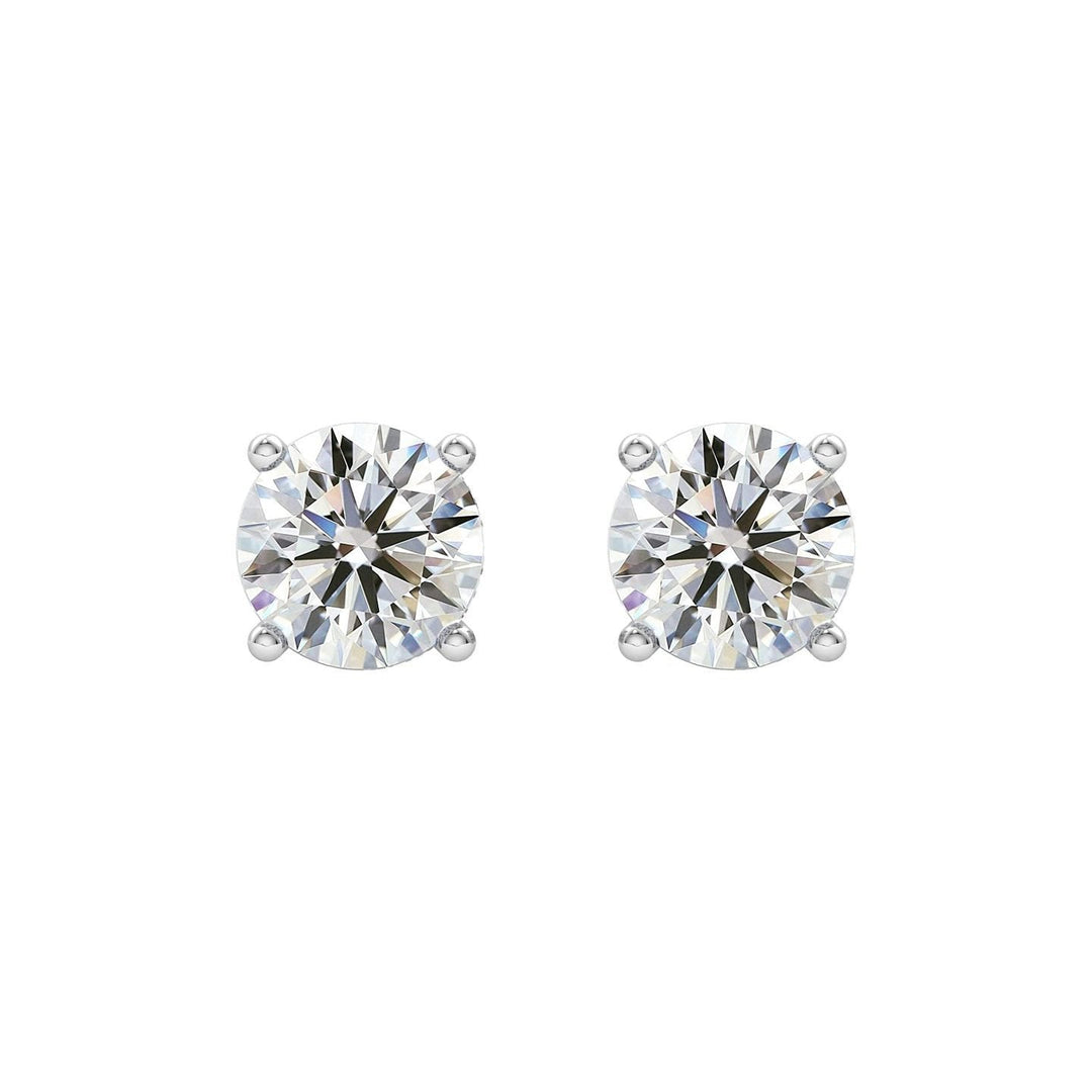 2 Carat Diamond Stud Solitaire Earrings (1 carat each)