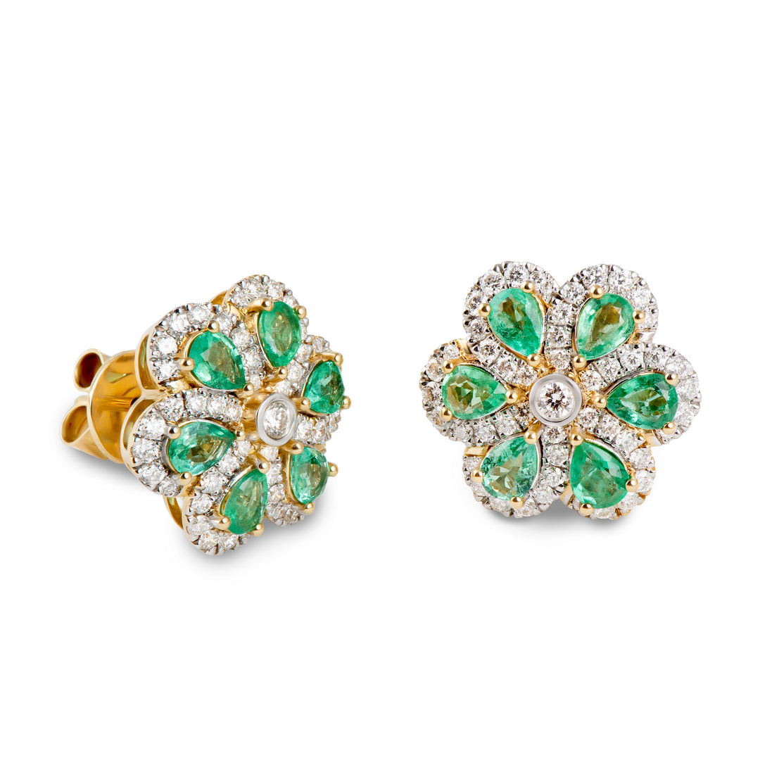 Flora Emerald Diamond Earrings