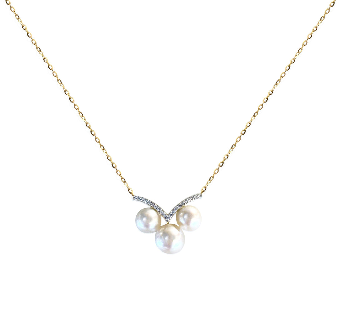 Three Pearls Diamond Necklace