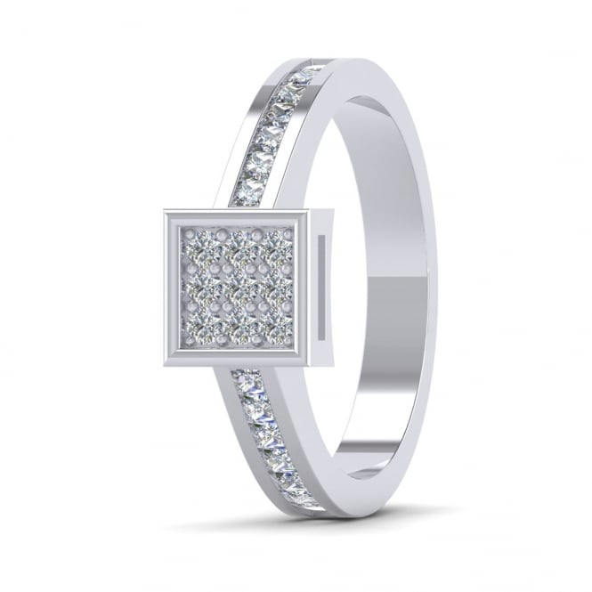 Cluster Diamond White Gold Ring