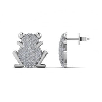 Frog Shaped Diamond Stud Earrings