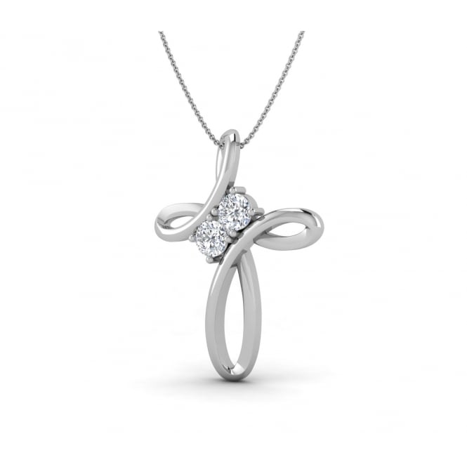 Cross Solitaire Diamond Pendant in white gold