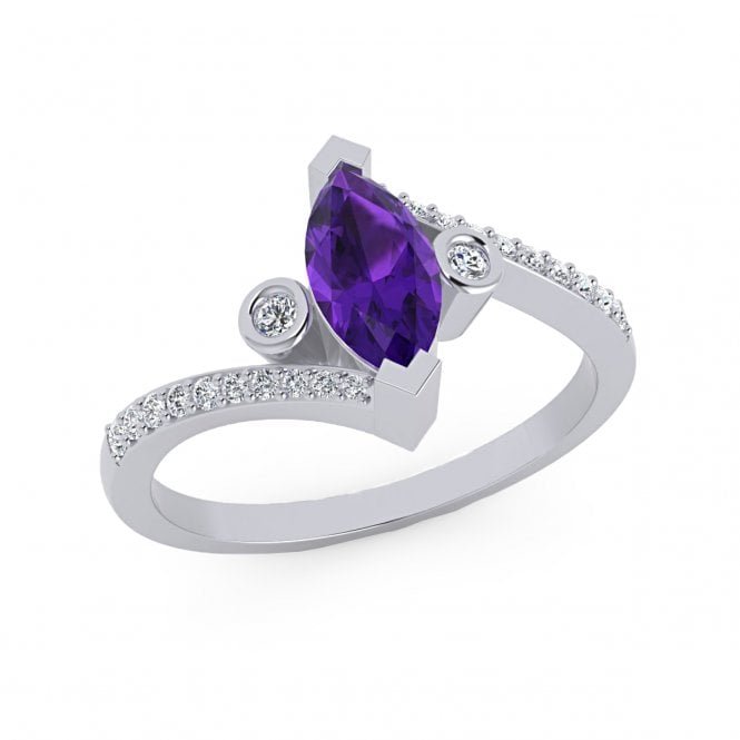 Amethyst Marquise Diamond Ring