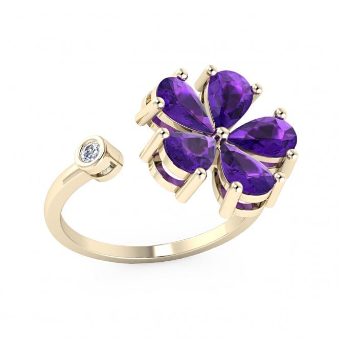 Flora Pear Amethyst Diamond Ring