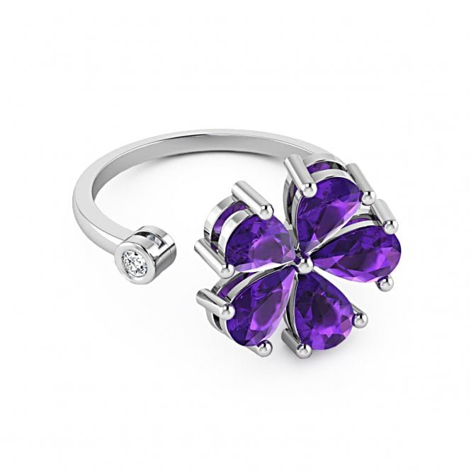 Flora Pear Amethyst Diamond Ring