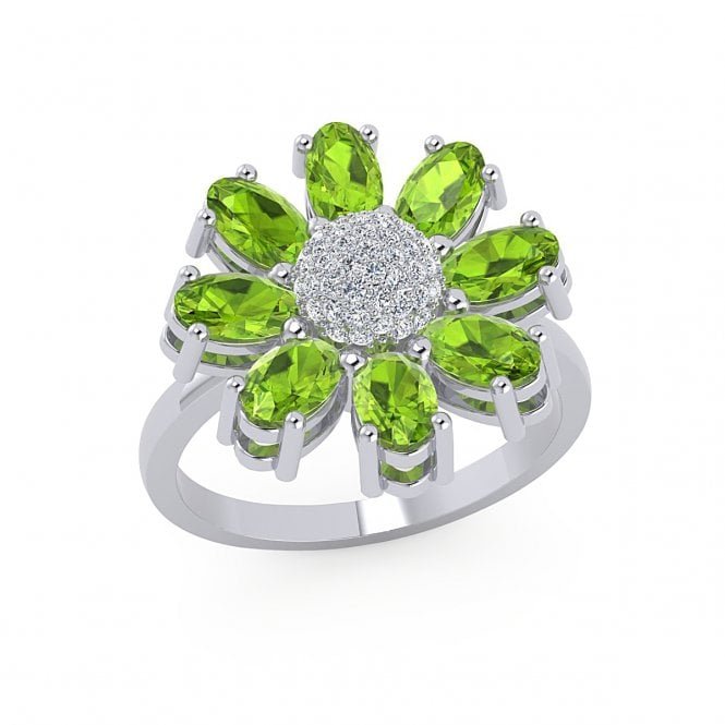 Delicate Peridot Spring 18k Diamond Ring