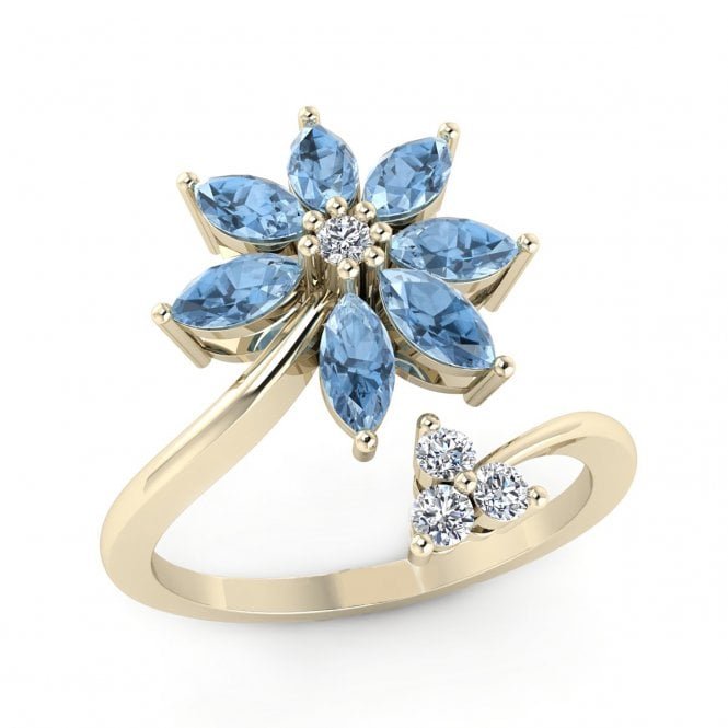 Flora Twirl Deep Blue Topaz Ring