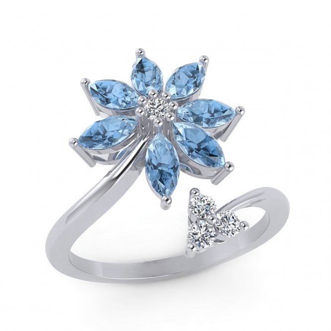 Flora Twirl Deep Blue Topaz Ring