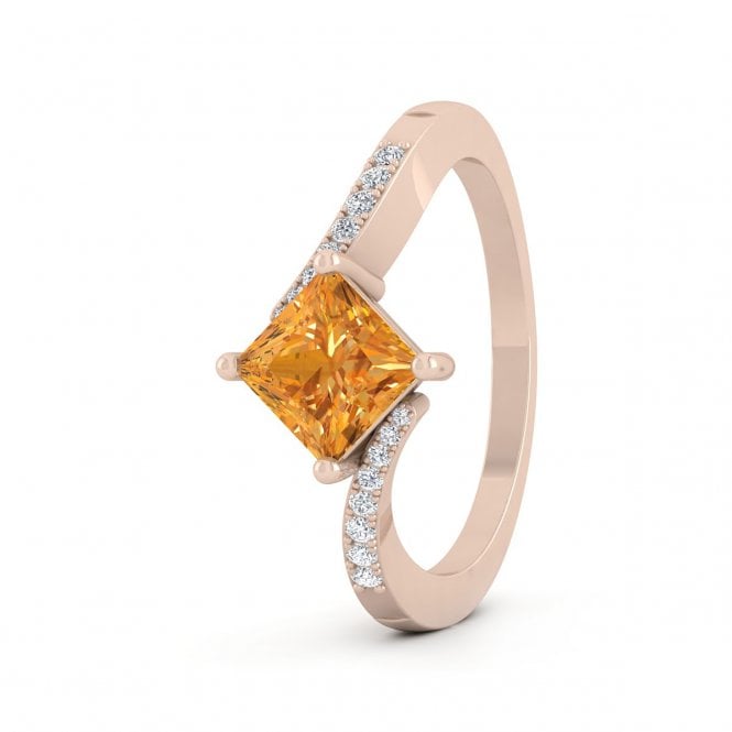 Citrine Princess Tension Diamond Ring