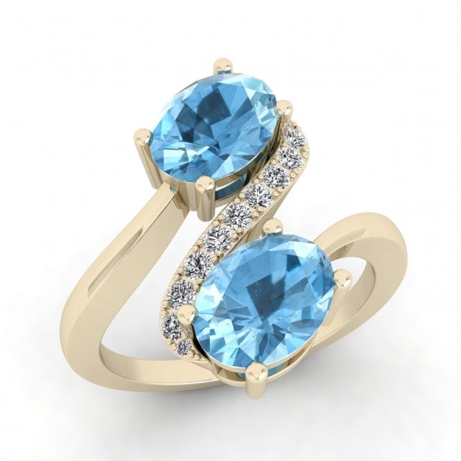 Natural Blue Topaz 18k Diamond Ring