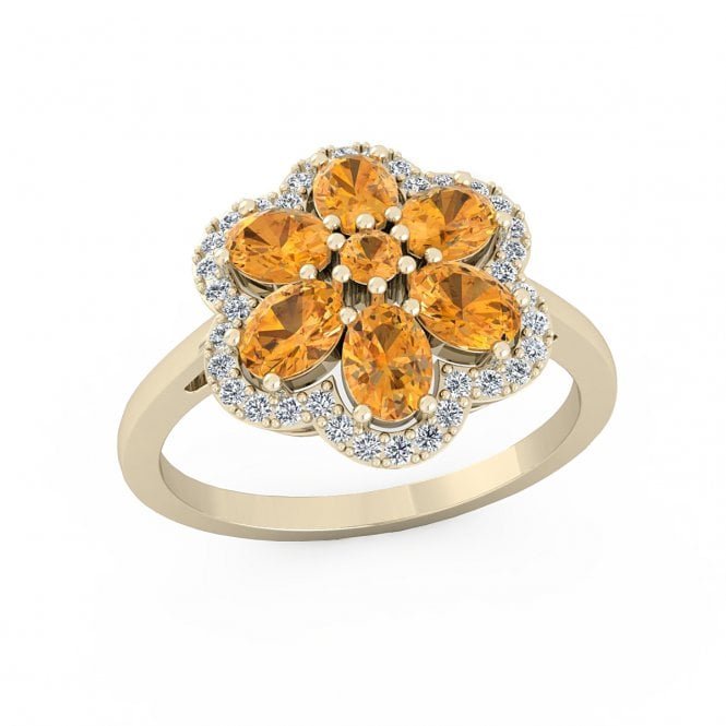 Floral Shaped Citrine Cocktail Ring