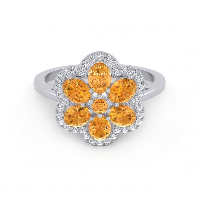 Floral Shaped Citrine Cocktail Ring