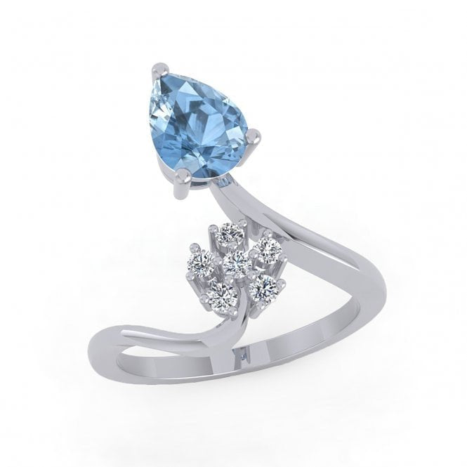 Blue Topaz Floral Ring