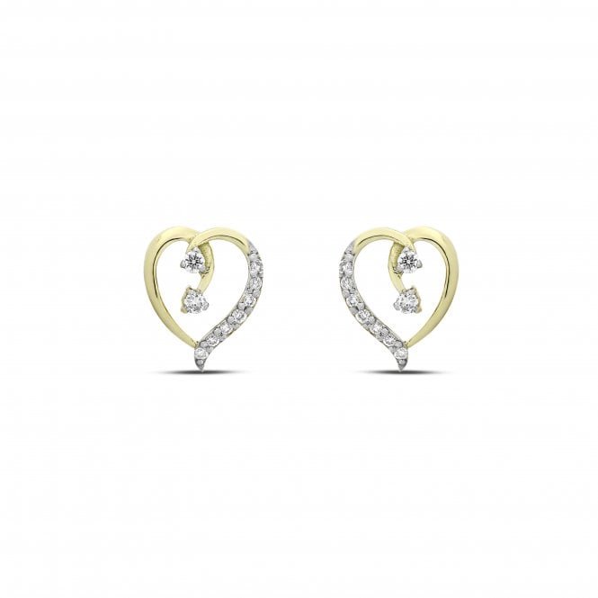 18k Heart Diamond Stud Earrings