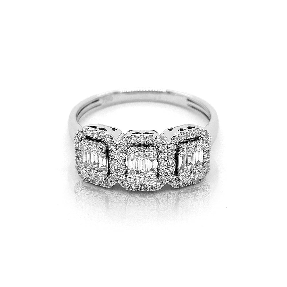 Baguette & Round Diamond Cluster Ring