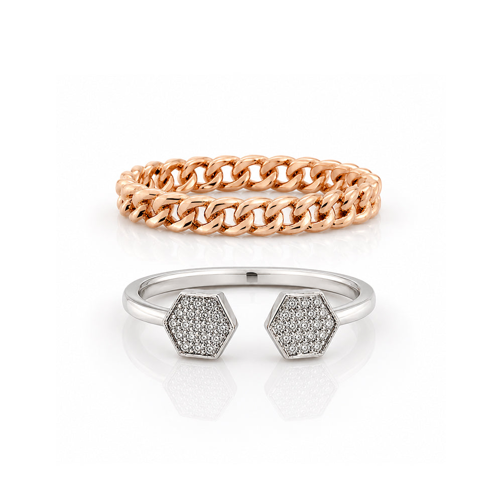 Two-Tone Diamond Hexagon & Chain Ring