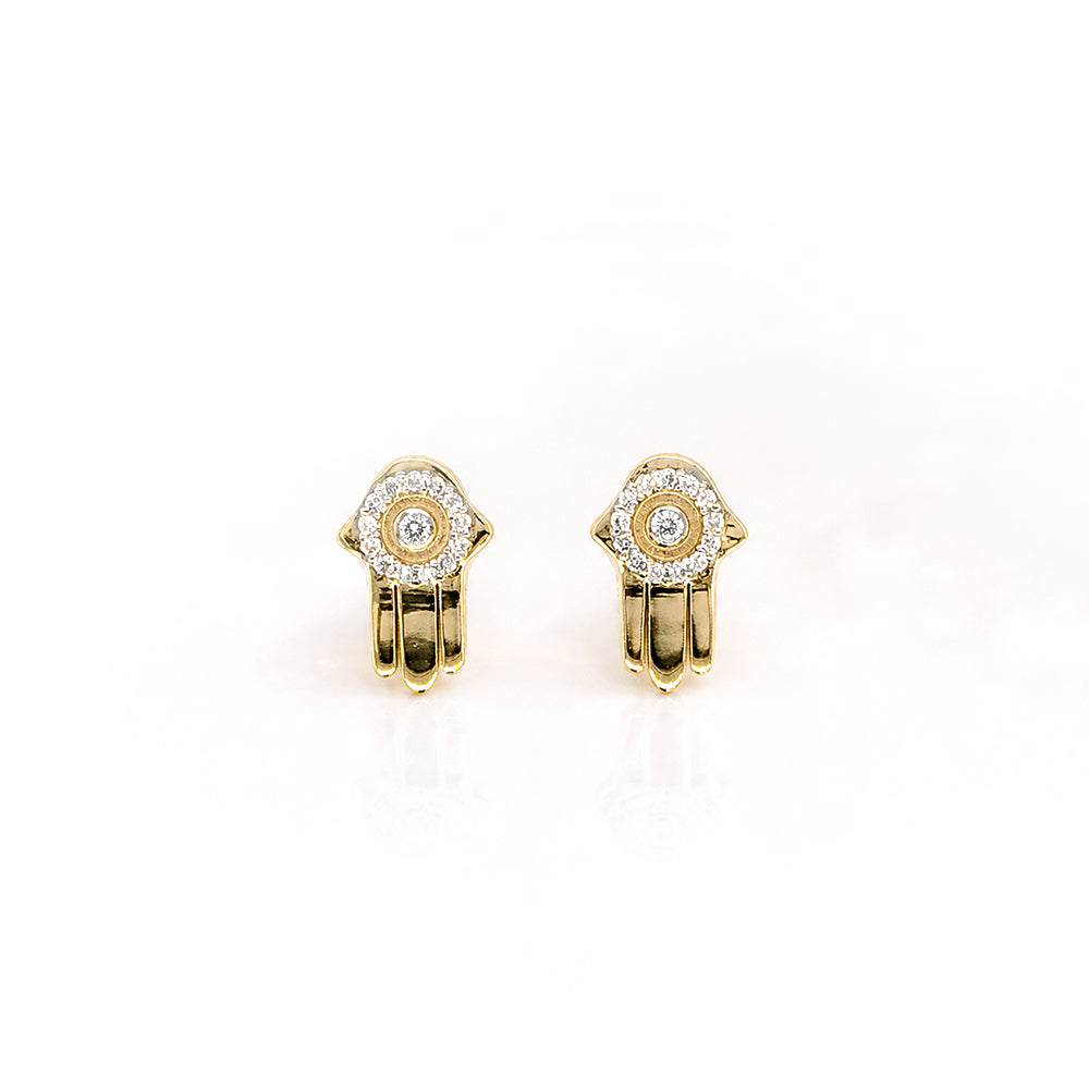 Diamond Hamsa Hand Stud Earrings