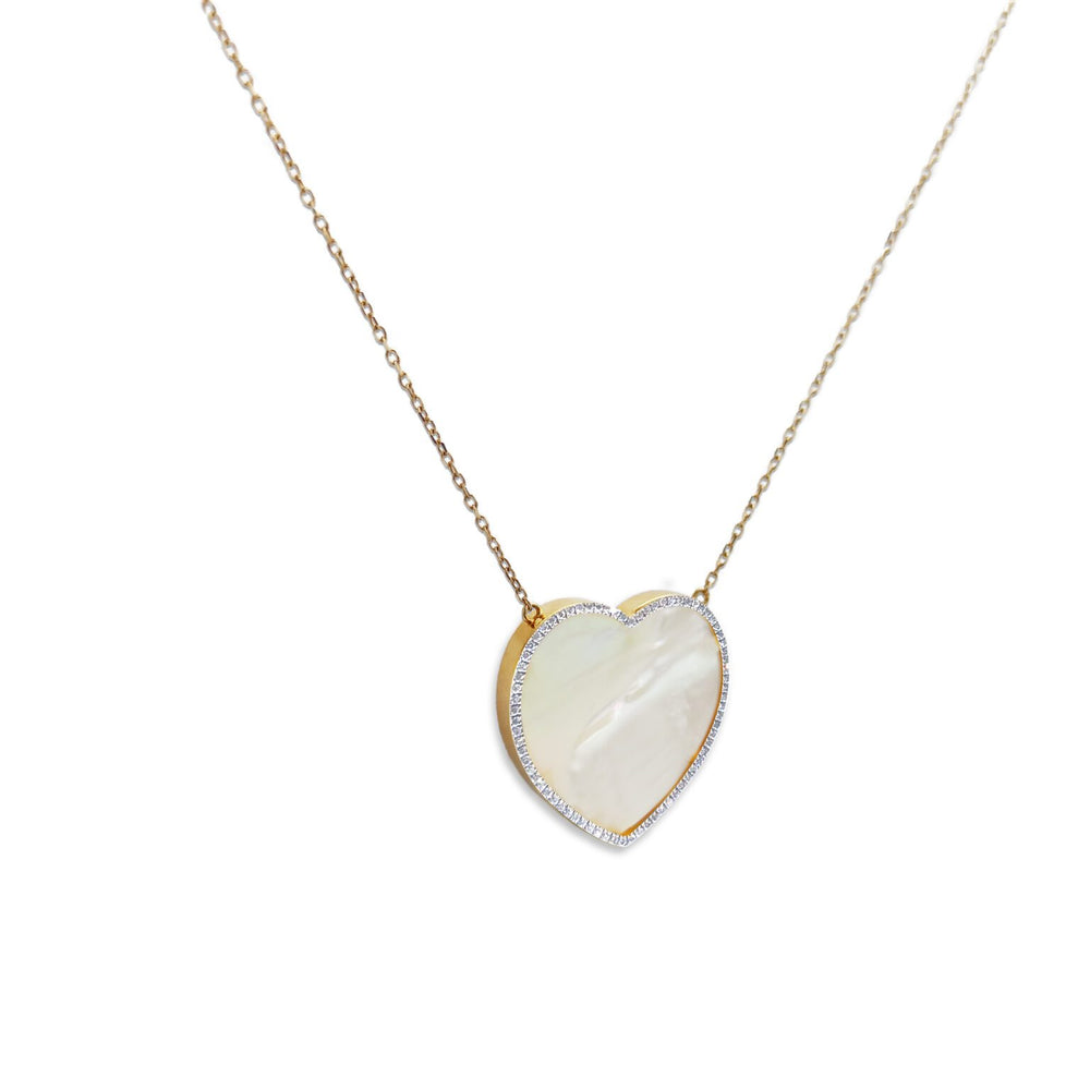 Pearl heart  diamond necklace
