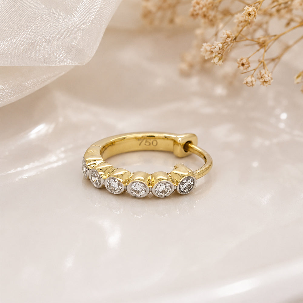Bezel Huggie Hoop Earring