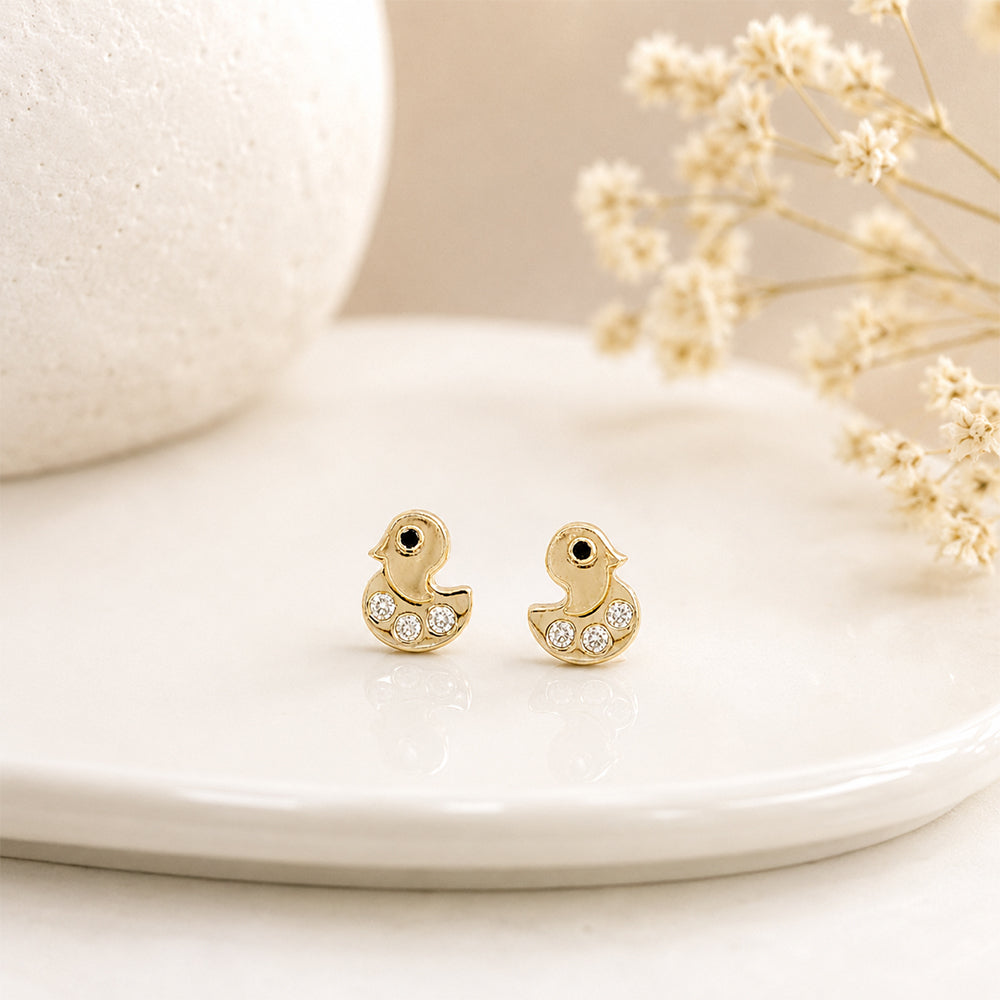 Diamond Duck Stud Earrings