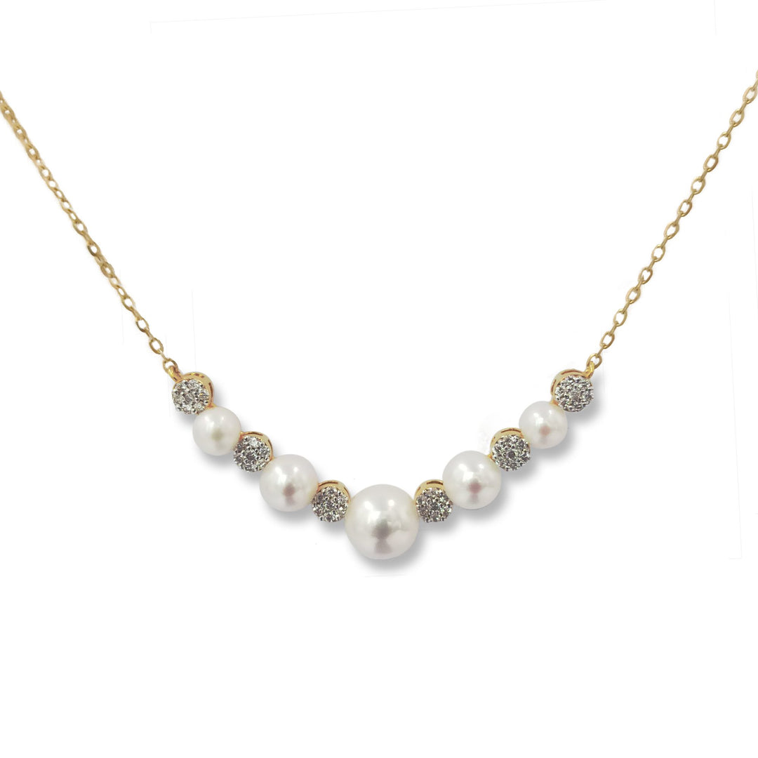 Five Pearls Diamond Necklace