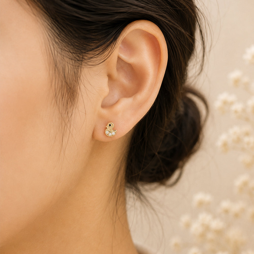 Diamond Duck Stud Earrings