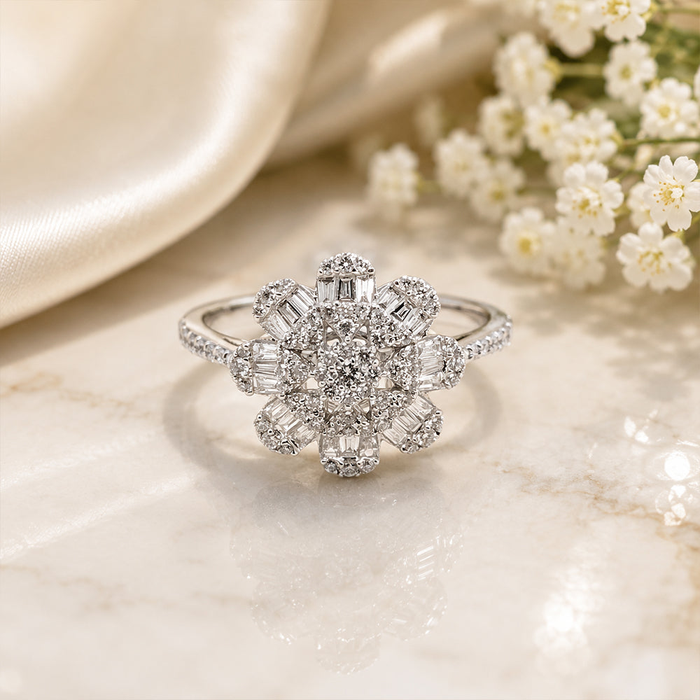 Diamond Floral Cluster Ring