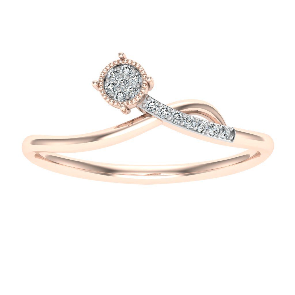 Chevron Milgrain Diamond Ring