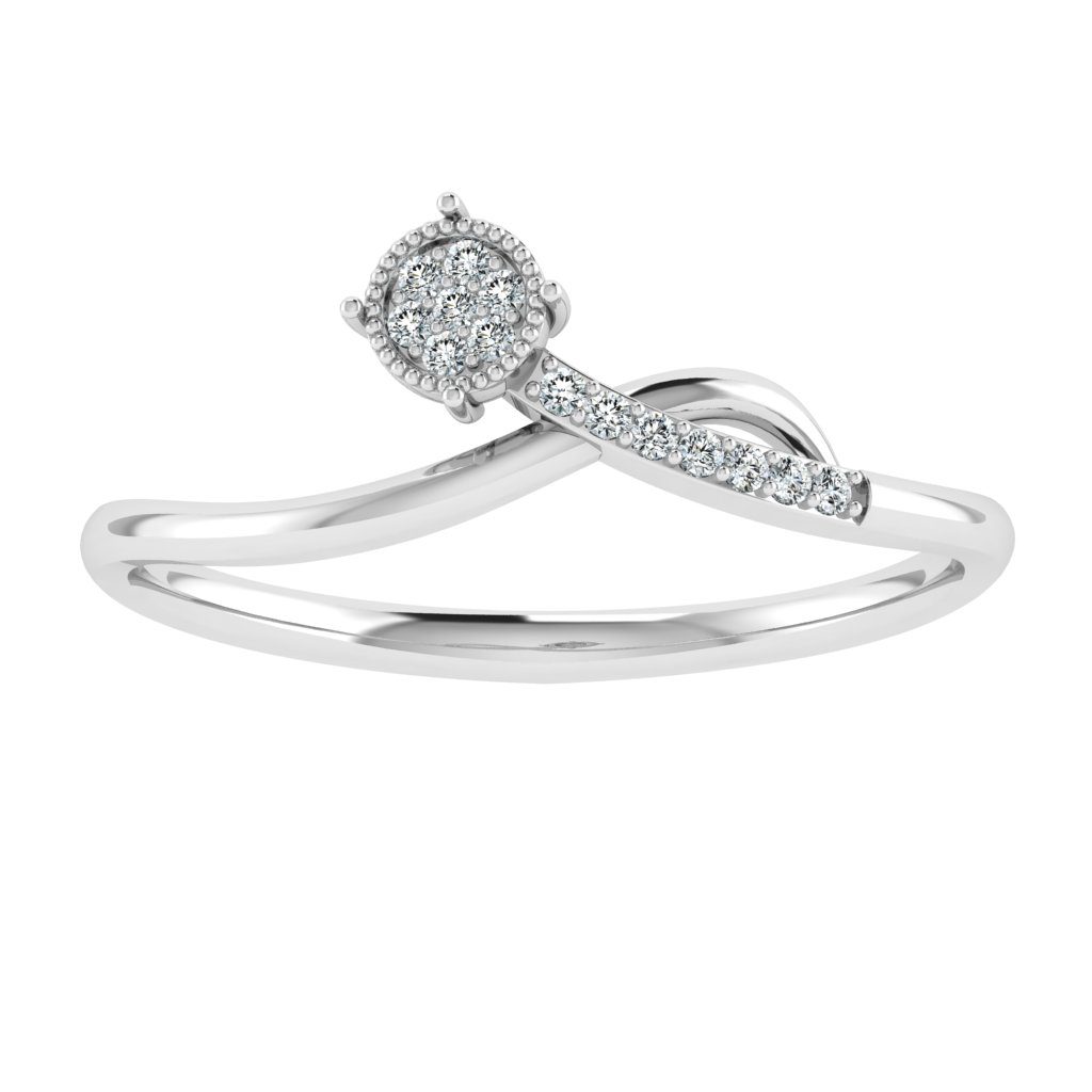 Chevron Milgrain Diamond Ring