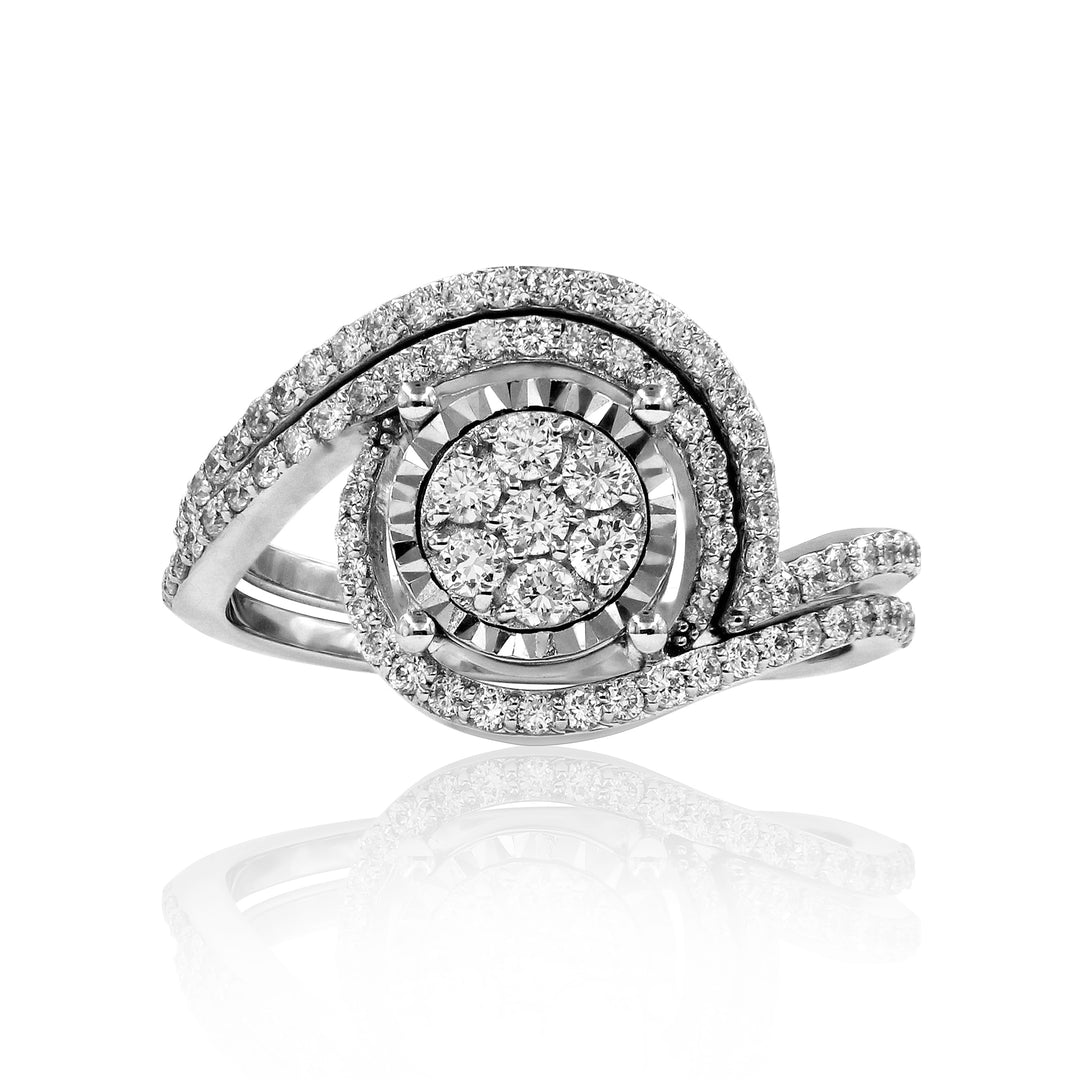 Elegant Twirl Double Diamond Ring