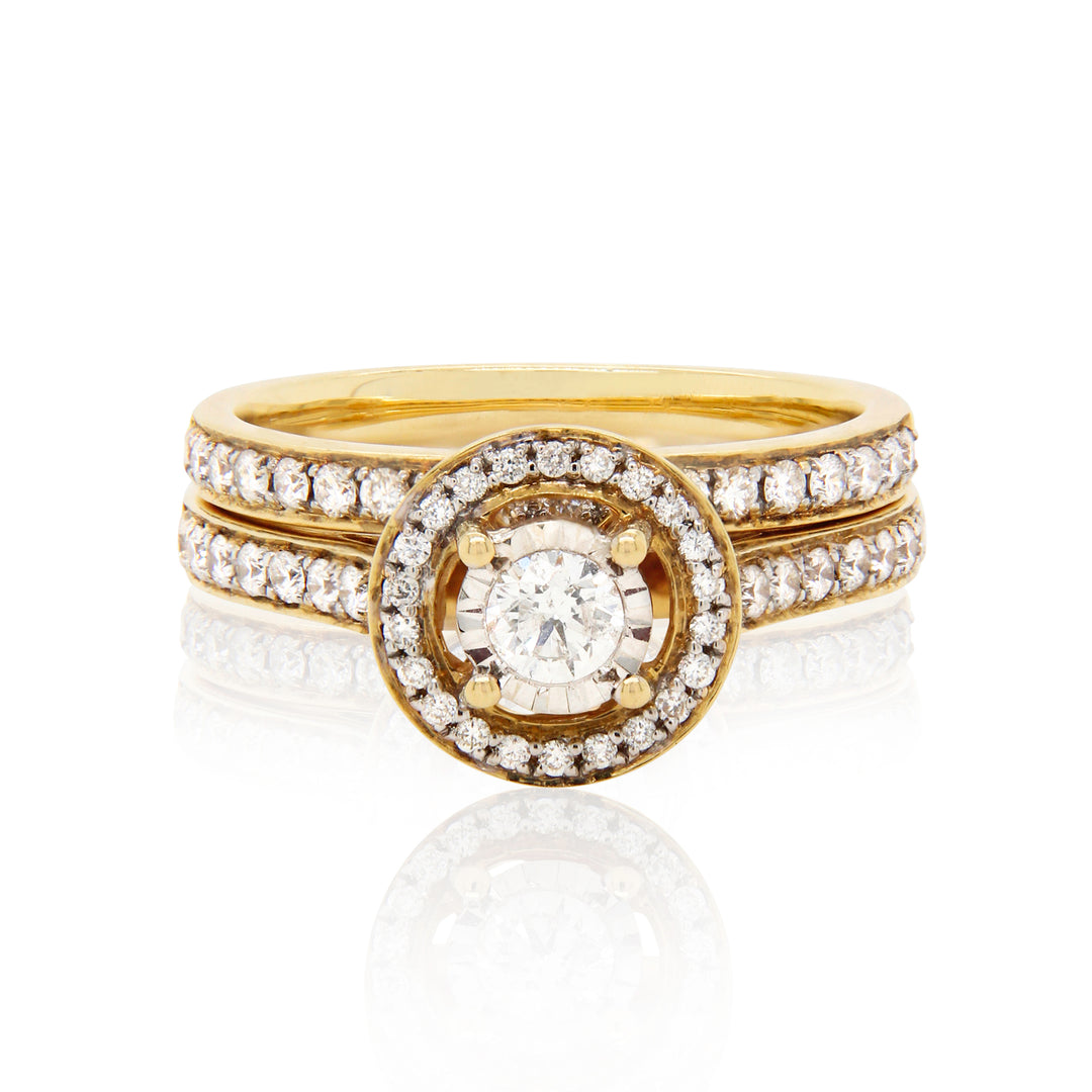 Golden Halo Diamond Ring