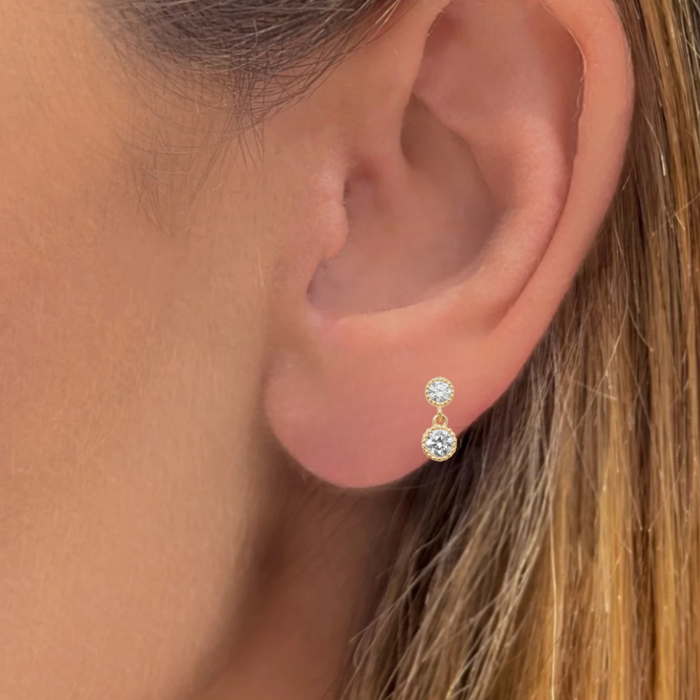 Milgrain Diamond Drop Earrings