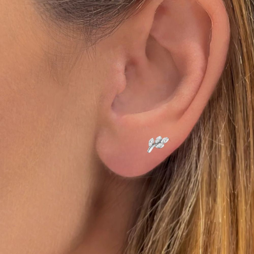 Marquise Diamond Leaf Stud Earrings
