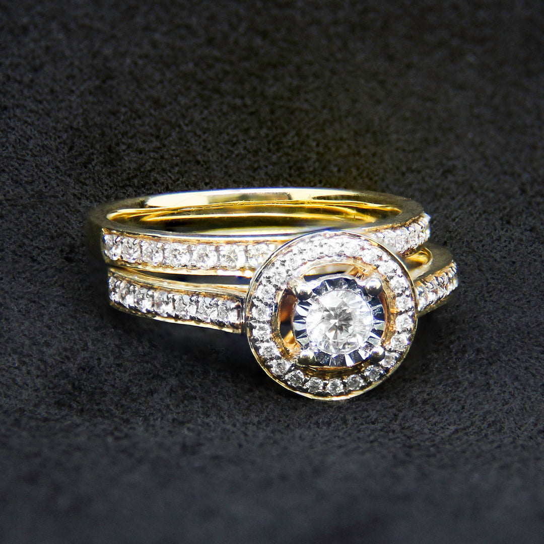 Golden Halo Diamond Ring