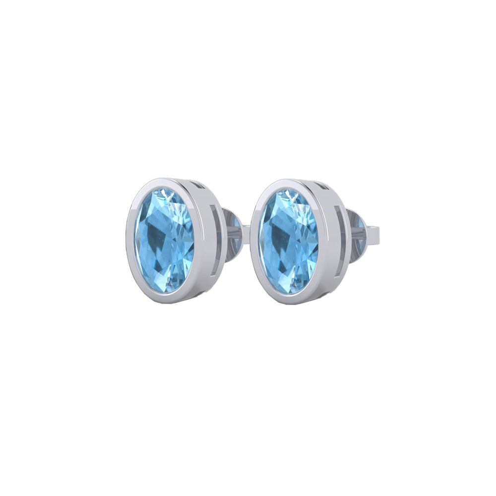 18K Blue Topaz Stud Earrings