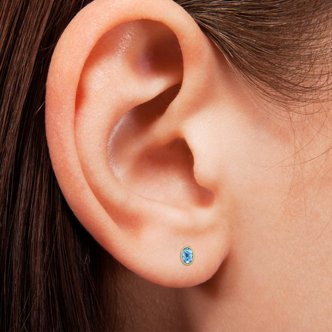 18K Blue Topaz Stud Earrings