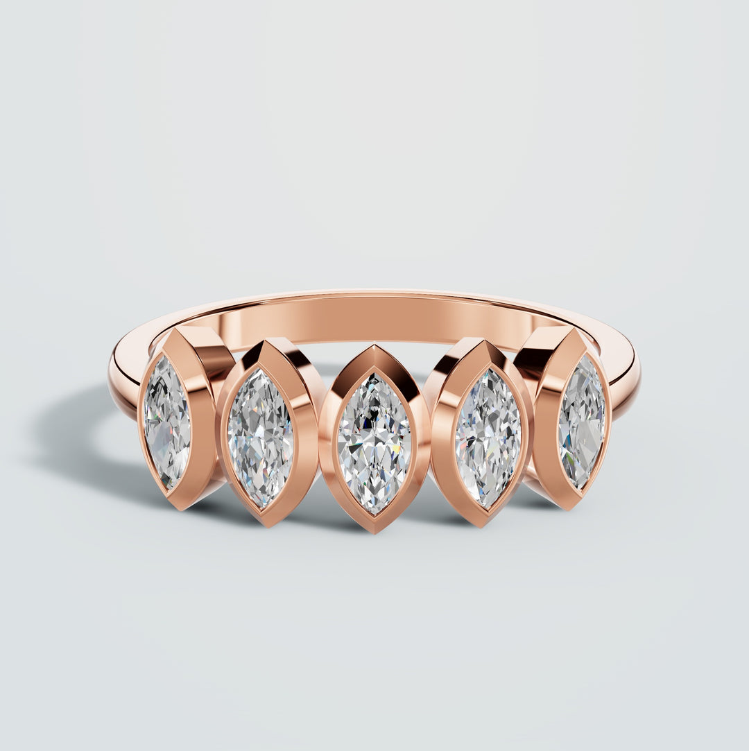 Marquise Five Stone Diamond Ring 14K