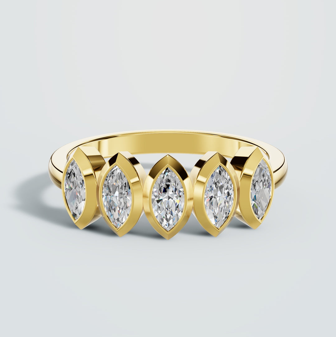 Marquise Five Stone Diamond Ring 14K