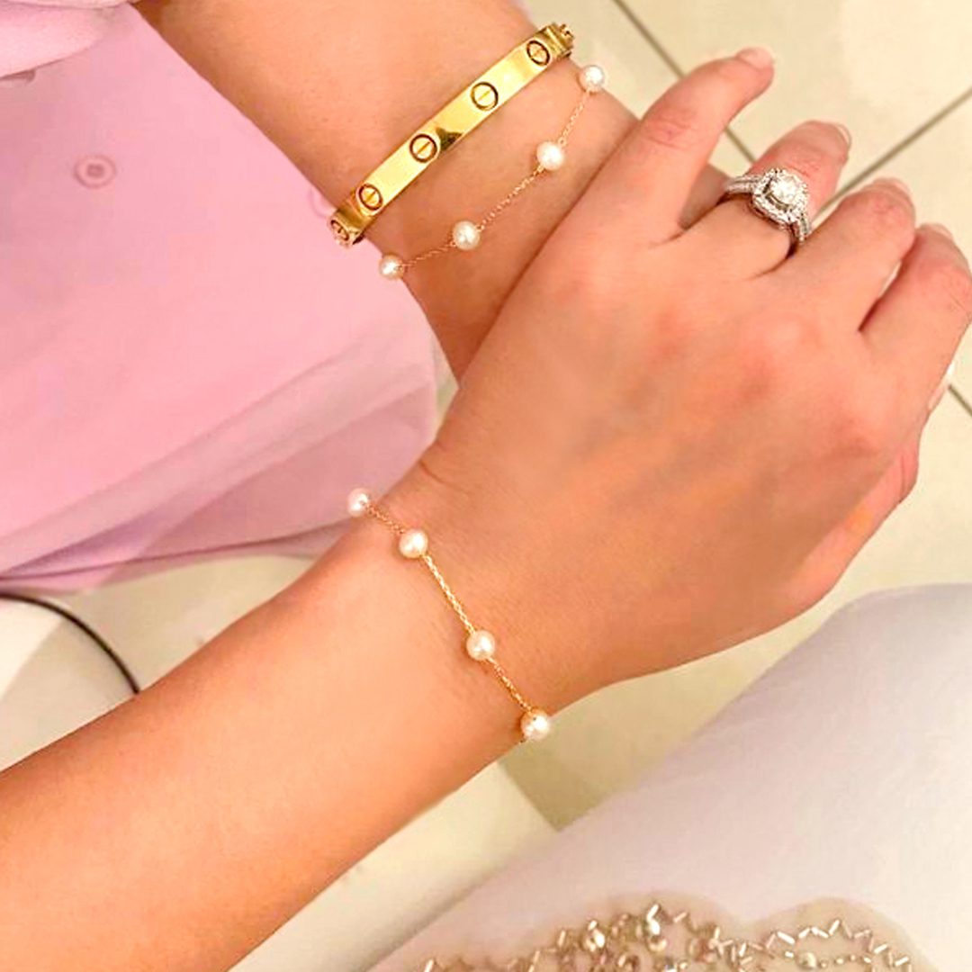 Lucky Seven Pearl Yellow Gold Bracelet