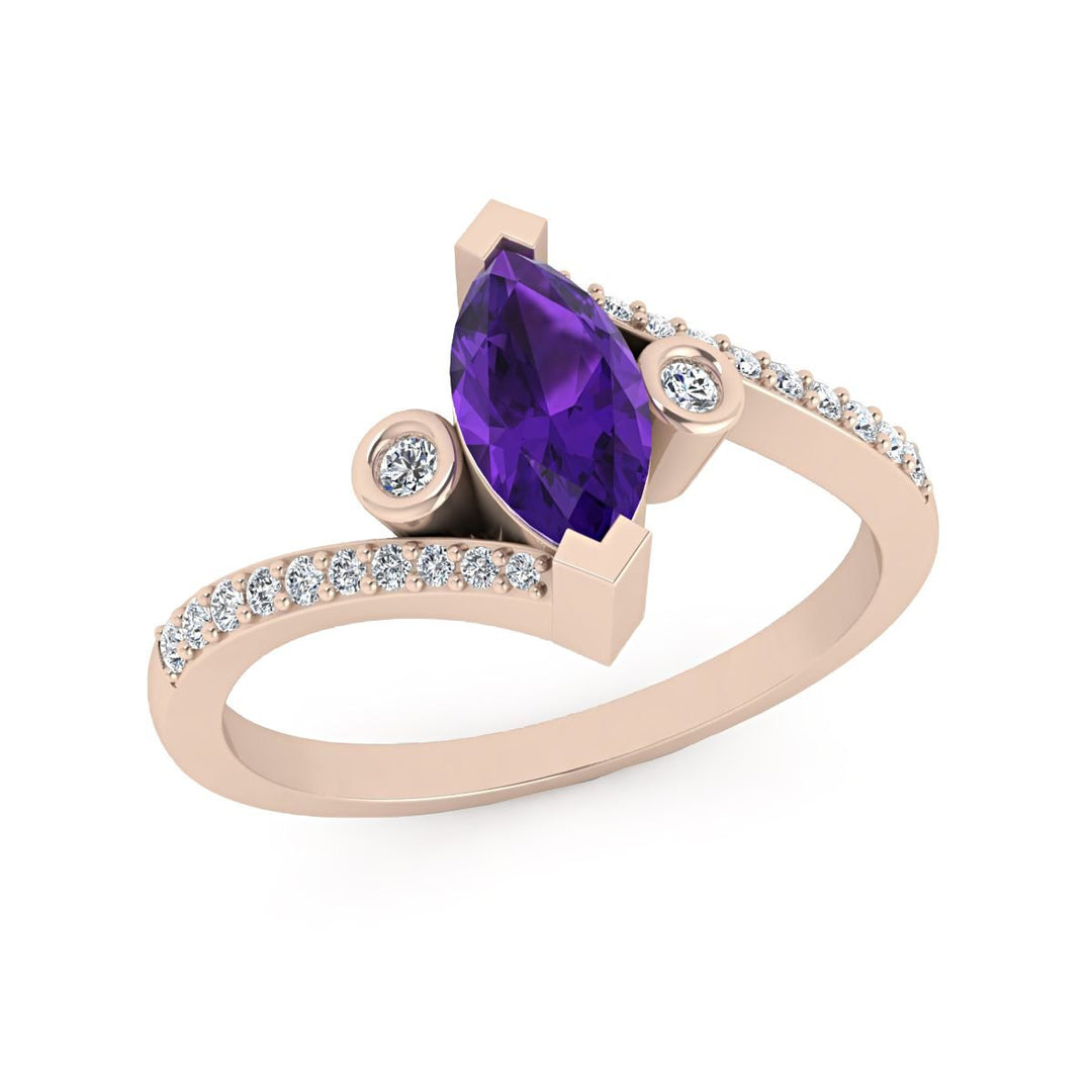 Amethyst Marquise Diamond Ring