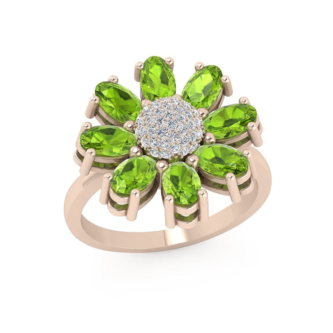 Delicate Peridot Spring 18k Diamond Ring