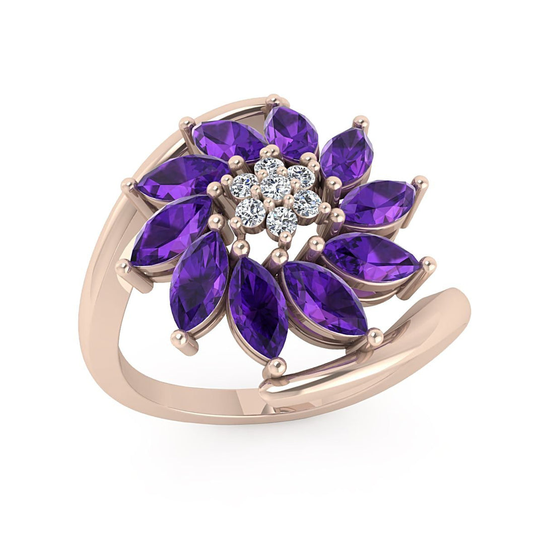 Flora Twirl Deep Amethyst Ring