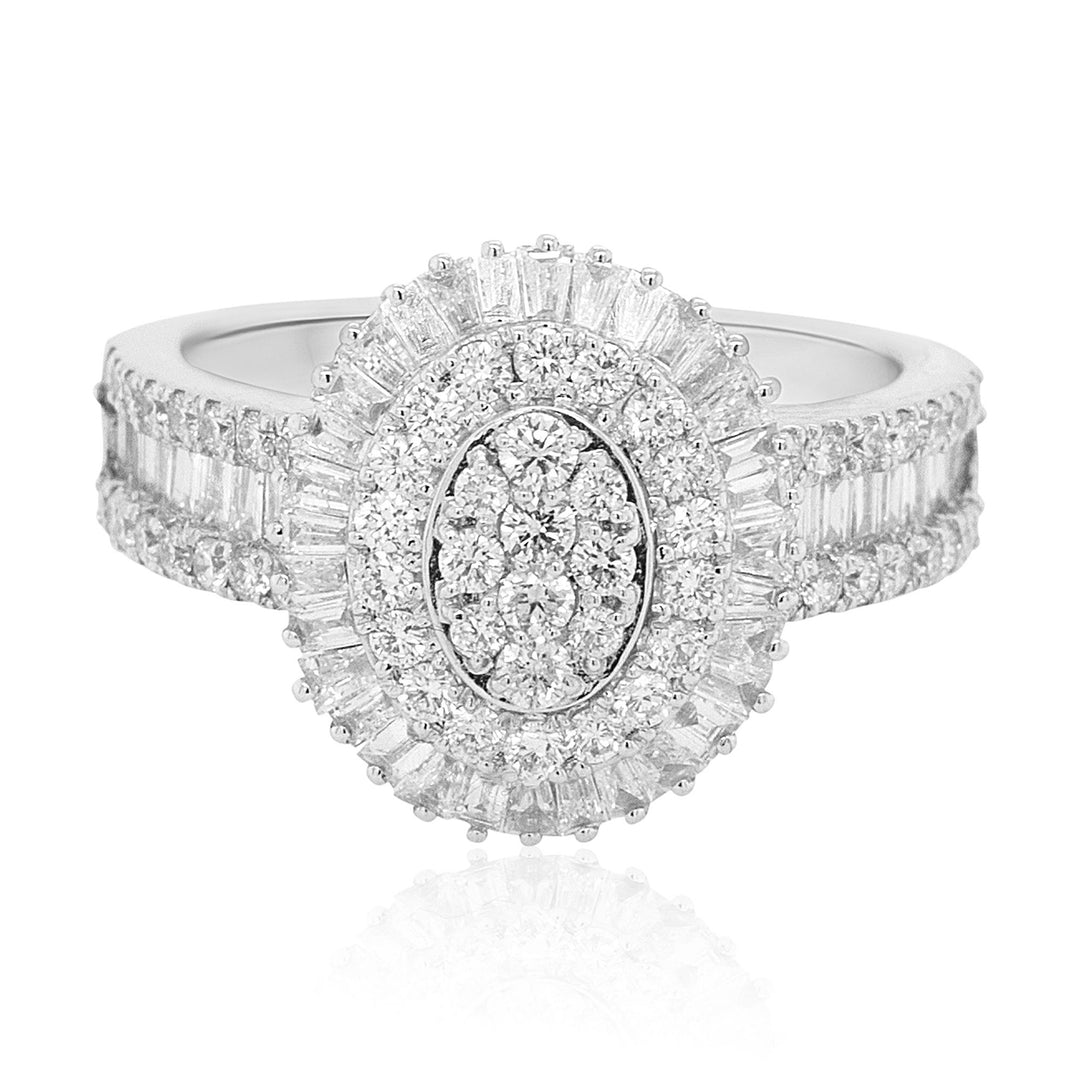 Brilliant Halo Baguette Diamond Ring