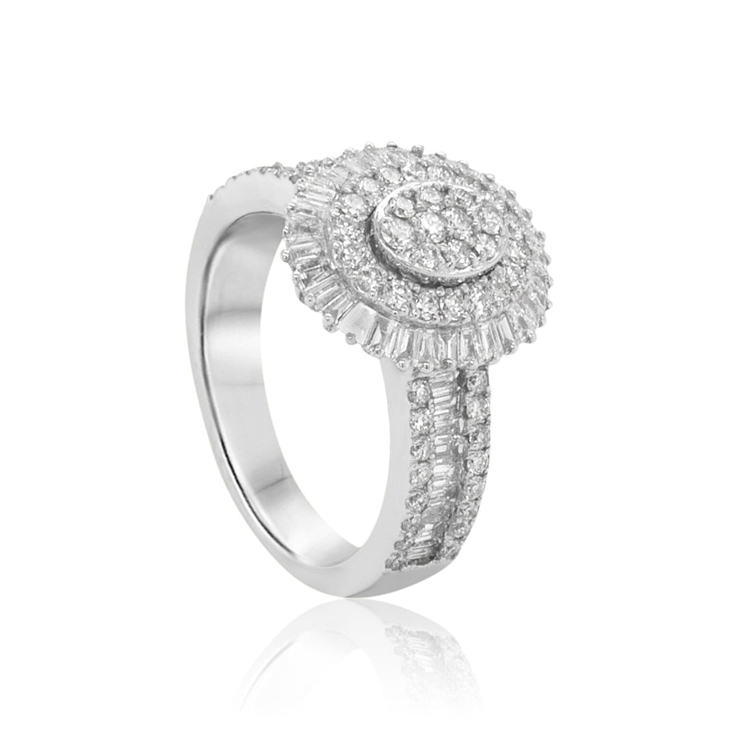 Brilliant Halo Baguette Diamond Ring