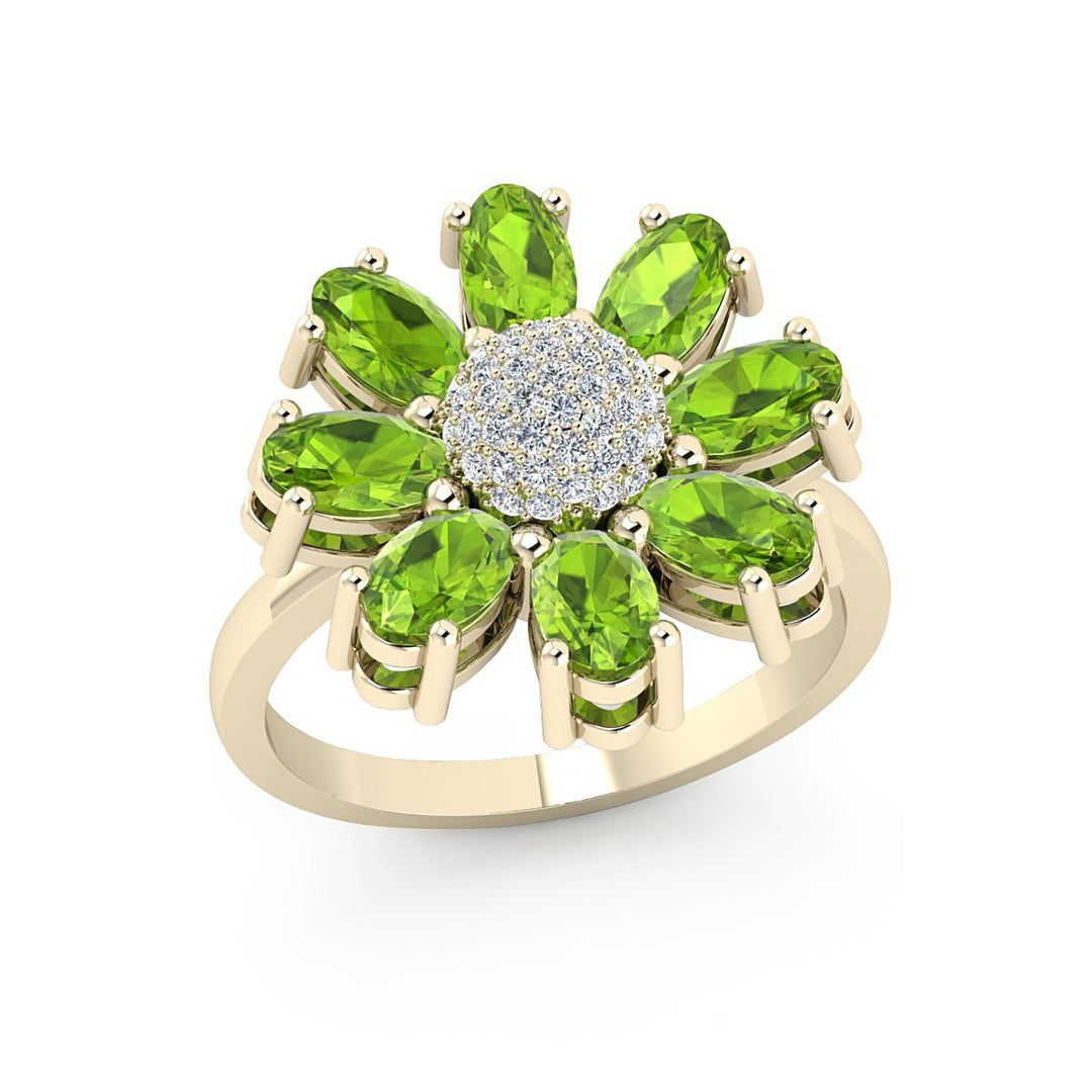 Delicate Peridot Spring 18k Diamond Ring