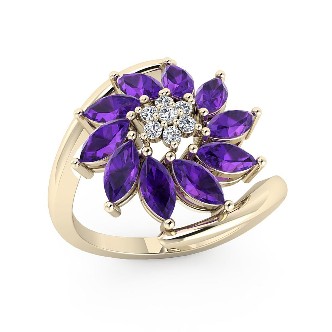 Flora Twirl Deep Amethyst Ring