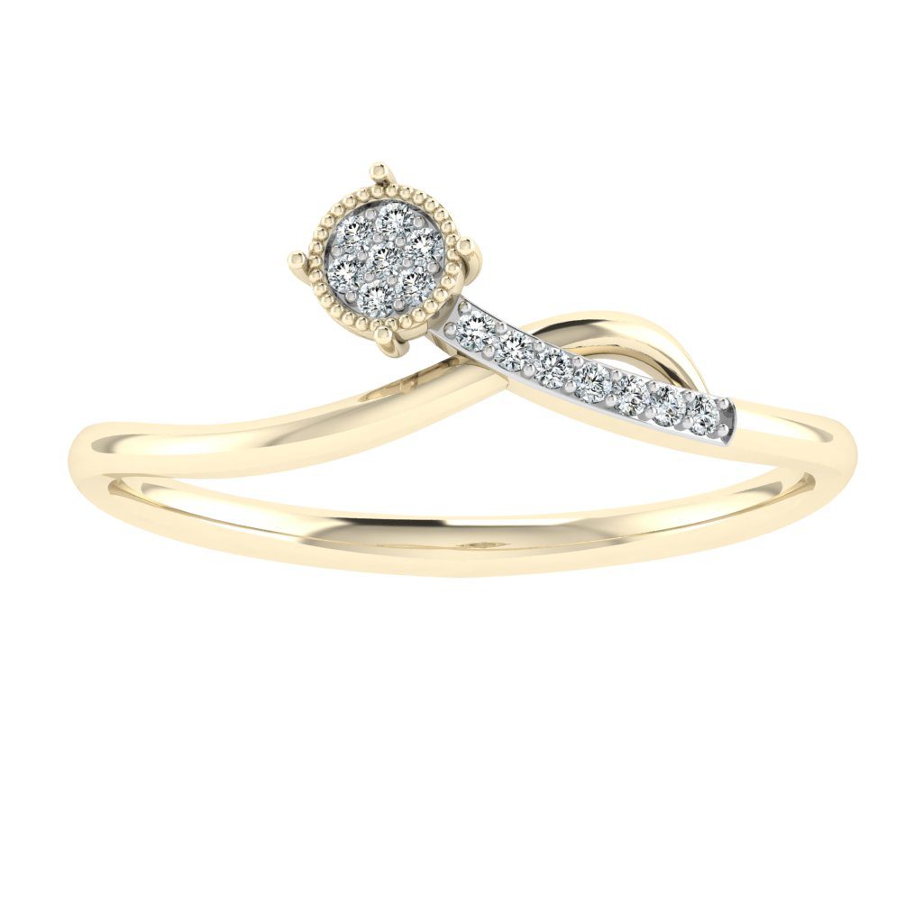 Chevron Milgrain Diamond Ring