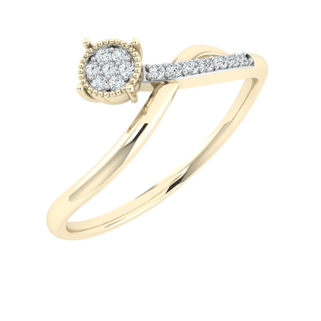 Chevron Milgrain Diamond Ring