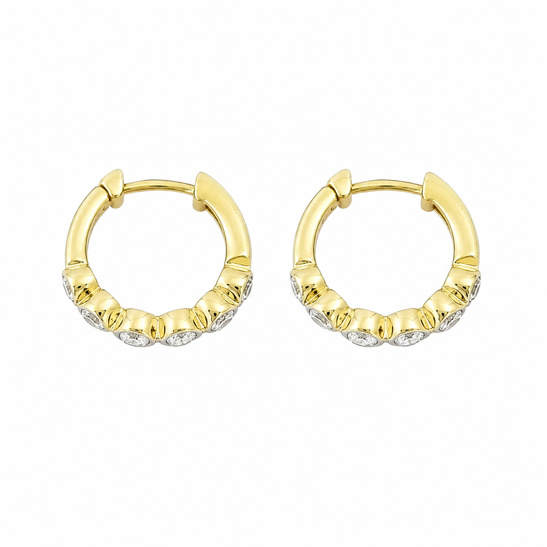 Bezel Huggie Hoop Earring
