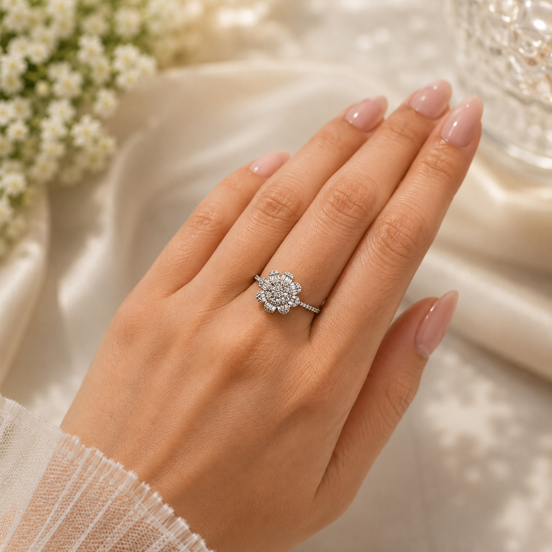 Diamond Floral Cluster Ring